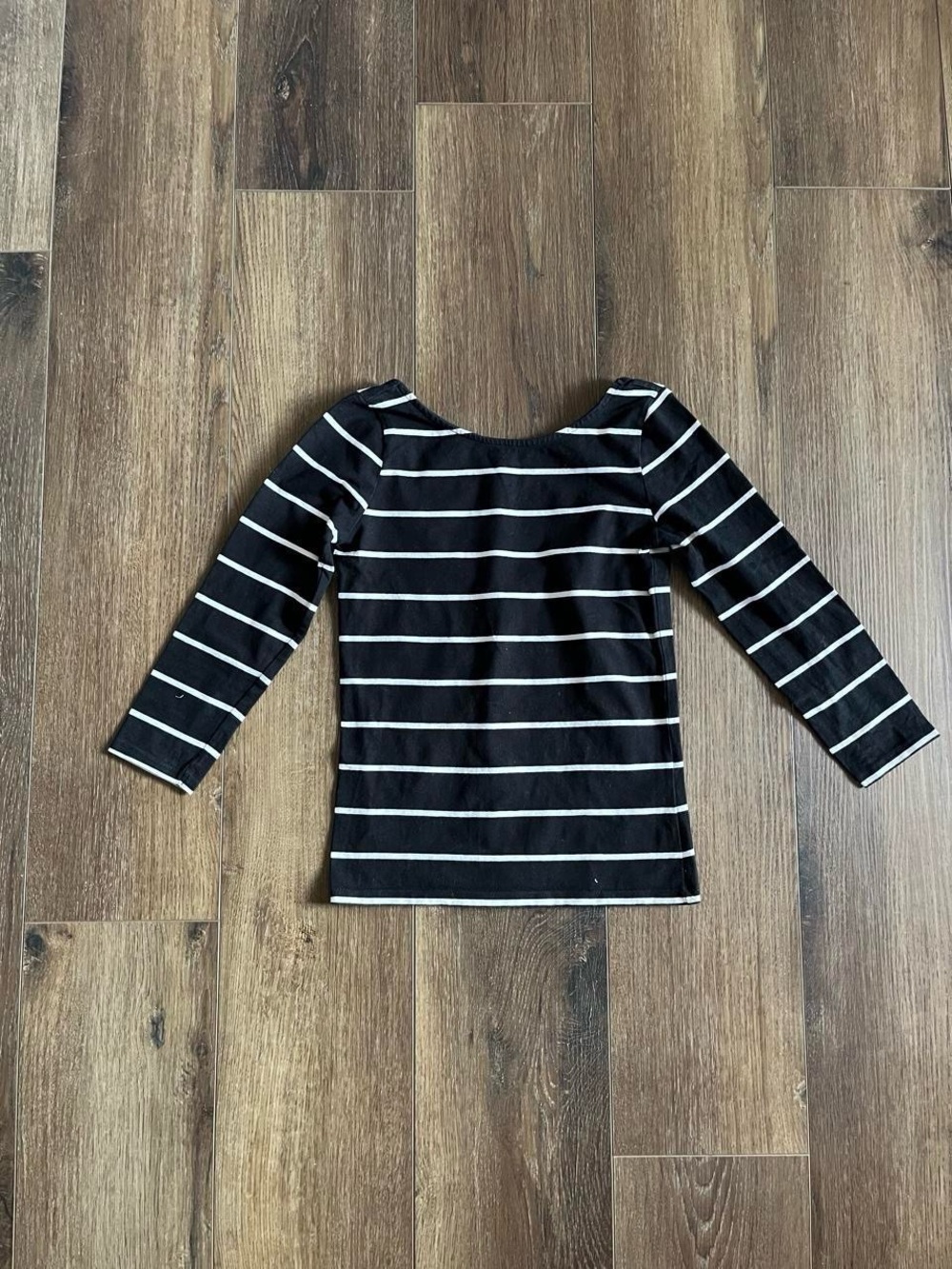 Zara Black and White striped 3/4 scoop back top